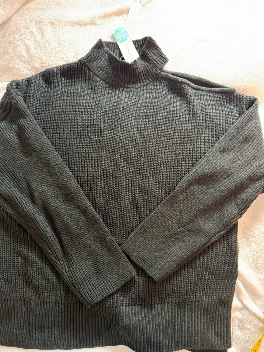Sanctuary Olive Off-the-Shoulder Waffle Knit Sweater 2422